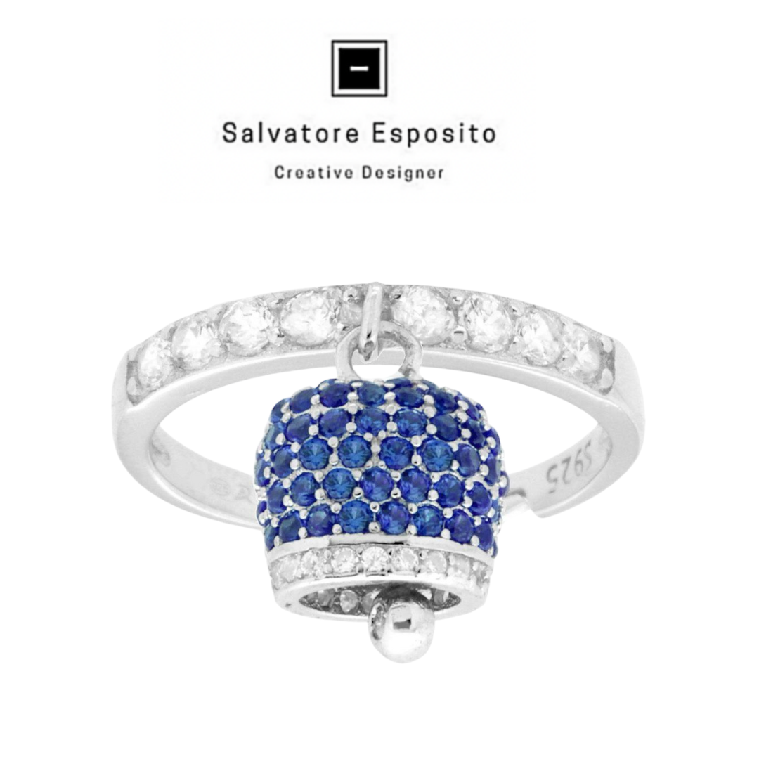 Anello campanella zirconi ed argento