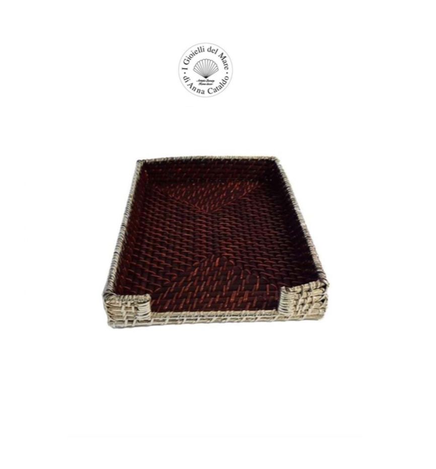 Porta documenti A4 in rattan rivestito in argento