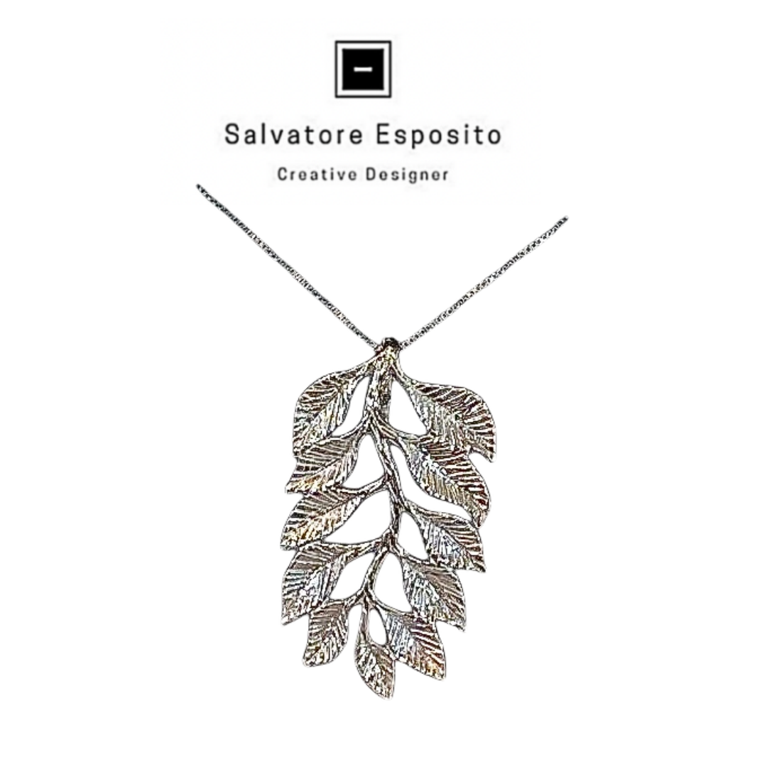 Collier foglie in cera persa in argento