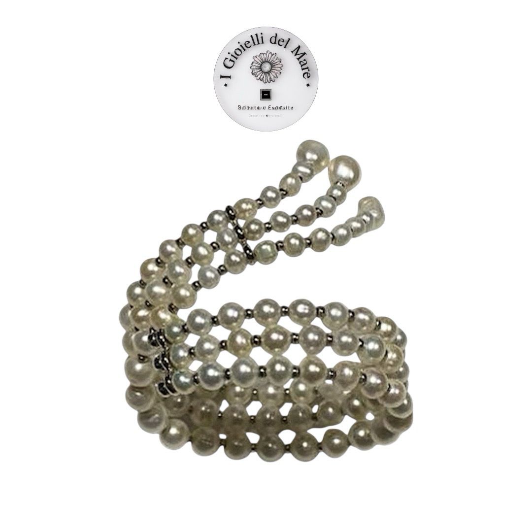 Bracciale perle 4 fili rigido contrarie’
