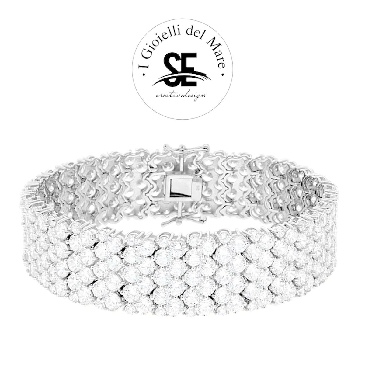 Bracciale argento tennis griffe fascia semirigido