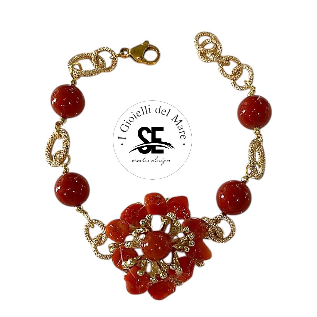 Bracciale corallo rosso sardegna in argento 925