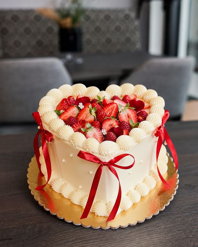 Herz Schleife Torte Rot Beeren 03
