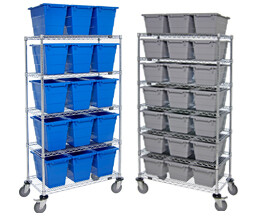 Wire Shelving with Cross Stack Tubs