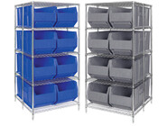 Wire Shelving with RackBin 42&quot; Stacking bins (QRB)
