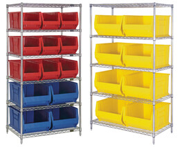 Wire Shelving with 36&quot; HULK Stacking bins (QUS99X)