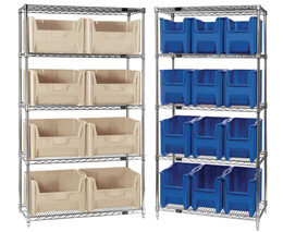 Wire Shelving with Giant Hopper bins (QGH)