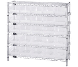 Wire Shelving with Ultra Stack and Hang Clear-View bins