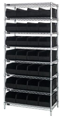 WR8-483 - Wire shelving w/SSB483 bins, Colour: Black