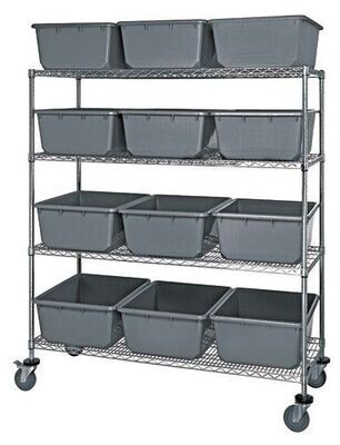 MWR4-2419-9GY Mobile Wire shelving w/TUB2419-9