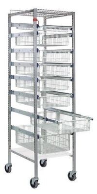 PS-S2475-8WB - 8 basket PARtition cart White