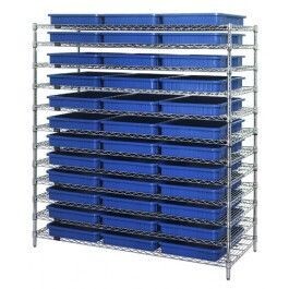 WR12-93030 - Wire shelving w/DG93030 bins, Colour: Blue