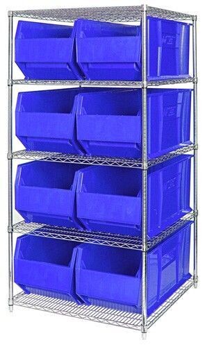 WR5-997 - Wire shelving w/QUS997 bins, Colour: Blue