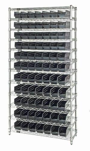 WR12-105 - Wire shelving with bins