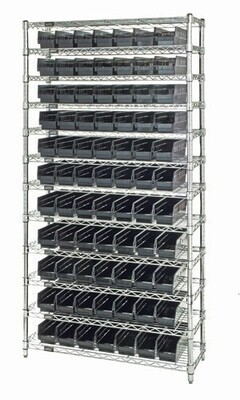 WR74-1872-176103 Wire shelving w/QSB103 bins, Colour: Black