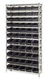 WR74-1872-103104 Wire shelving w/QSB103&amp;QSB104 bins, Colour: Black