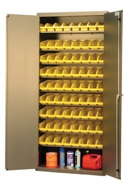 QPR-BG-101 Ivory sloped shelf bin cabinet