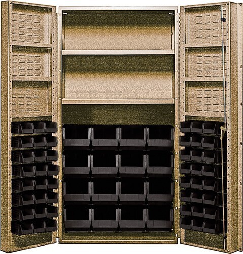 QSC-BG-32-2S-6DS - 36" Ivory 14ga Steel Cabinet w/shelves and bins