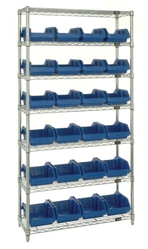 W7-18-24 Wire shelving w/QP1887 bins