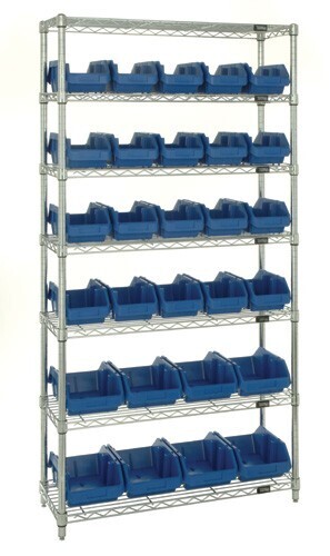 W7-18-28 Wire shelving w/QP1867, QP1887 bins