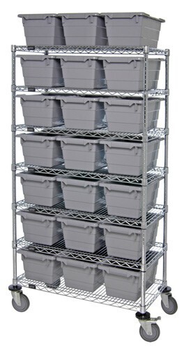 MWR7-1711-8 - Mobile wire shelving with bins