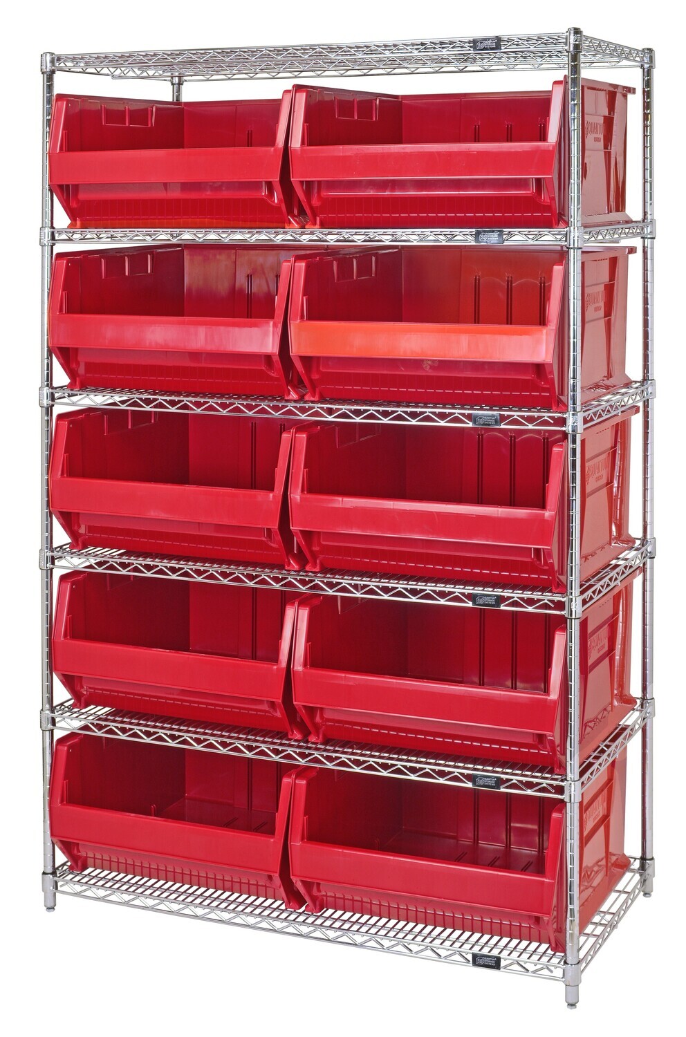 WR6-957 - Wire shelving w/QUS957 bins, Colour: Red