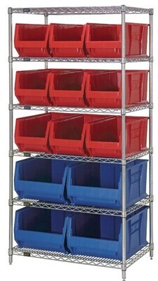 WR6-973974 - Wire shelving w/QUS973&amp;QUS974 bins