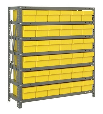 Steel Shelving with Euro Drawer closed front bin (QED)
