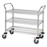 Utility Cart - 3 Chrome Wire Shelves - Conductive (ESD Safe)