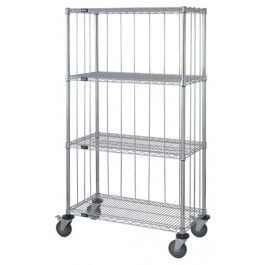 WIRE 3 SIDED SHELF CART WITH RODS & TAB