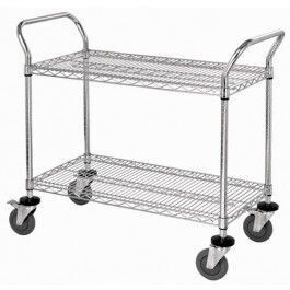 Wire Shelving Mobile Cart W/2 Shelves