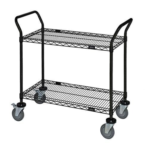 Utility Cart - 2 Black Epoxy Wire Shelves, Part Number: WRC-1836BK-2 - 18x36x38&quot;