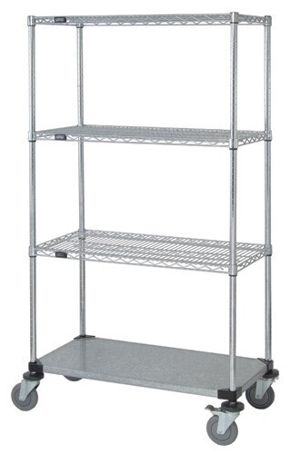 4-Tier Mobile cart Chrome w/solid bottom &amp; lh