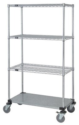 4-Tier Mobile cart Chrome w/solid bottom & lh