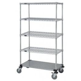5-Tier Mobile cart Chrome w/solid bottom & lh