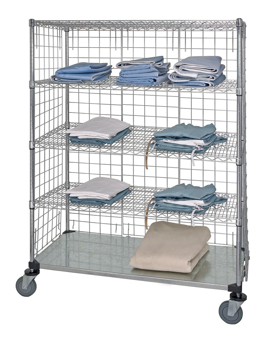 Wire Cart Solid Shelf With Enclosure Panels