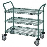 Utility Cart - 3 Green Epoxy Wire Shelves