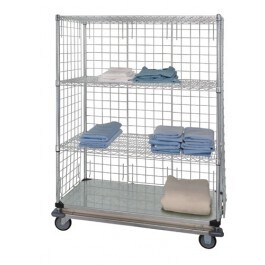 5-Tier Dolly Base Enclosed Cart W/ Solid Bottom Shelf