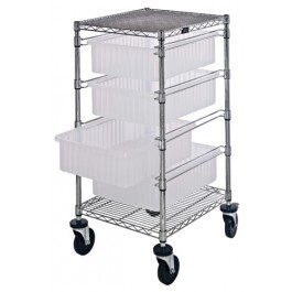 Carts with Dividable Grid Clear-View bins