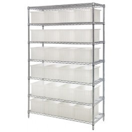 Wire Shelving with Dividable Grid Clear-View bins