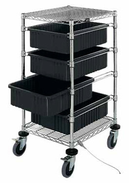 Wire Shelving and Carts for Conductive Dividable Grid bins