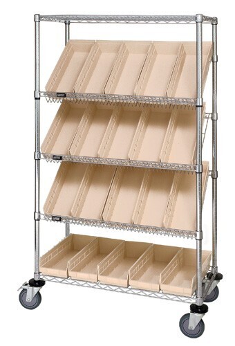 WRCSL5-63-2448-106 Slanted shelf cart w/bins