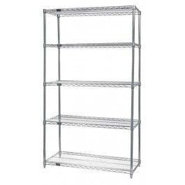 Stainless Wire 5 Shelf 54&quot;H Starter Kit, Part Number: WR54-1236S-5 - 12x36x54&quot;