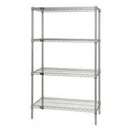 Stainless Wire 4 Shelf 74&quot;H Starter Kit, Part Number: WR74-1236S - 12x36x74&quot;