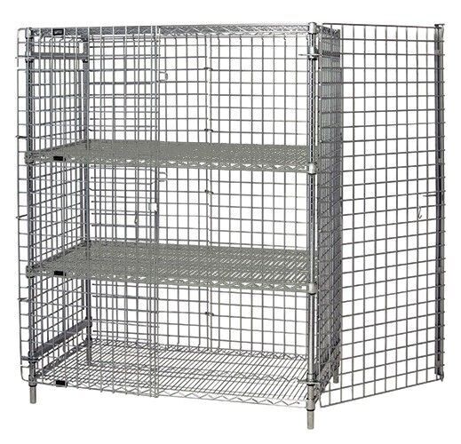 Wire Security cage unit w/2 interior shelves - Chrome