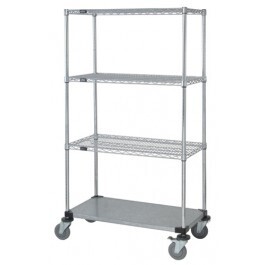 STAINLESS WIRE UNIT WITH 1 SOLID BOTTOM SHELF