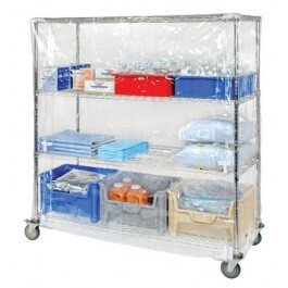 Wire shelving Cart Cover 63"H Clear Vinyl Velcro