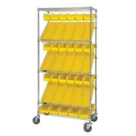 WRCSL5-74-1836-104220 Slanted shelf cart w/bins