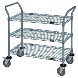 Utility Cart - 3 Grey Epoxy Wire Shelves