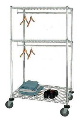 Garment Rack Two-Tier Chrome Wire - Mobile